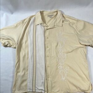 Island Republic Silk Cotton Blend Camp Shirt Men’s XXL Short Sleeve Embroidered